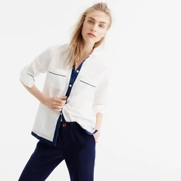 J. Crew Tops - JCREW Pajama shirt with grosgrain trim